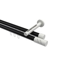 Innenlauf-Vorhangstange Schwarz / Weiß, Aluminium / Metall 20 mm Ø Siteno Zoena, zweiläufig Innenlauf-Vorhangstange Schwarz / Weiß, Aluminium / Metall 20 mm Ø Siteno Zoena, zweiläufig