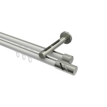 Gardinenstange mit Innenlauf Weiß / Edelstahl-Optik, Aluminium / Metall 20 mm Ø Siteno Zoena, doppelläufig Gardinenstange mit Innenlauf Weiß / Edelstahl-Optik, Aluminium / Metall 20 mm Ø Siteno Zoena, doppelläufig