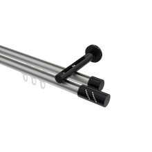 Innenlauf-Vorhangstange Silbergrau / Schwarz, Aluminium / Metall 20 mm Ø Siteno Zoena, 2-läufig Innenlauf-Vorhangstange Silbergrau / Schwarz, Aluminium / Metall 20 mm Ø Siteno Zoena, 2-läufig