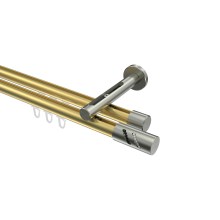 Innenlauf-Vorhangstange Messing-Optik / Edelstahl-Optik, Aluminium / Metall 20 mm Ø Siteno Zoena, doppelläufig Innenlauf-Vorhangstange Messing-Optik / Edelstahl-Optik, Aluminium / Metall 20 mm Ø Siteno Zoena, doppelläufig