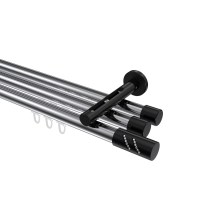Vorhangstange mit Innenlauf Chrom / Schwarz, Aluminium / Metall 20 mm Ø Siteno Zoena, 3-läufig Vorhangstange mit Innenlauf Chrom / Schwarz, Aluminium / Metall 20 mm Ø Siteno Zoena, 3-läufig