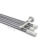 Innenlauf-Gardinenstange Chrom / Weiß, Aluminium / Metall 20 mm Ø Siteno Zoena, dreiläufig Innenlauf-Gardinenstange Chrom / Weiß, Aluminium / Metall 20 mm Ø Siteno Zoena, dreiläufig
