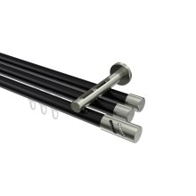 Vorhangstange mit Innenlauf Schwarz / Edelstahl-Optik, Aluminium / Metall 20 mm Ø Siteno Zoena, dreiläufig Vorhangstange mit Innenlauf Schwarz / Edelstahl-Optik, Aluminium / Metall 20 mm Ø Siteno Zoena, dreiläufig