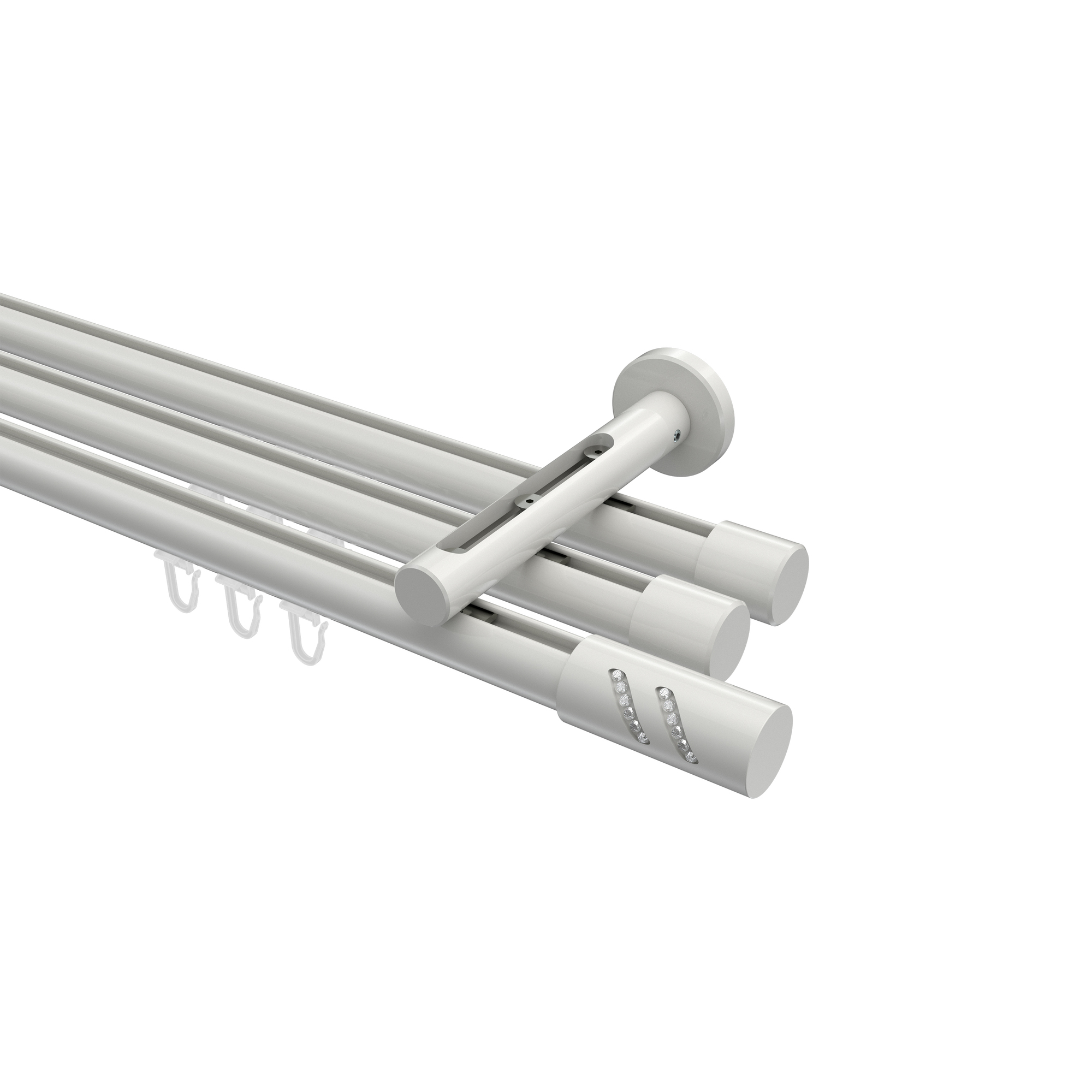 Innenlauf-Gardinenstange Weiß, Aluminium / Metall 20 mm Ø Siteno Zoena, 3-läufig Innenlauf-Gardinenstange Weiß, Aluminium / Metall 20 mm Ø Siteno Zoena, 3-läufig