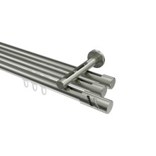 Vorhangstange mit Innenlauf Edelstahl-Optik, Aluminium / Metall 20 mm Ø Siteno Zoena, dreiläufig Vorhangstange mit Innenlauf Edelstahl-Optik, Aluminium / Metall 20 mm Ø Siteno Zoena, dreiläufig