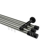 Innenlauf-Gardinenstange Edelstahl-Optik / Schwarz, Aluminium / Metall 20 mm Ø Siteno Zoena, 3-läufig Innenlauf-Gardinenstange Edelstahl-Optik / Schwarz, Aluminium / Metall 20 mm Ø Siteno Zoena, 3-läufig