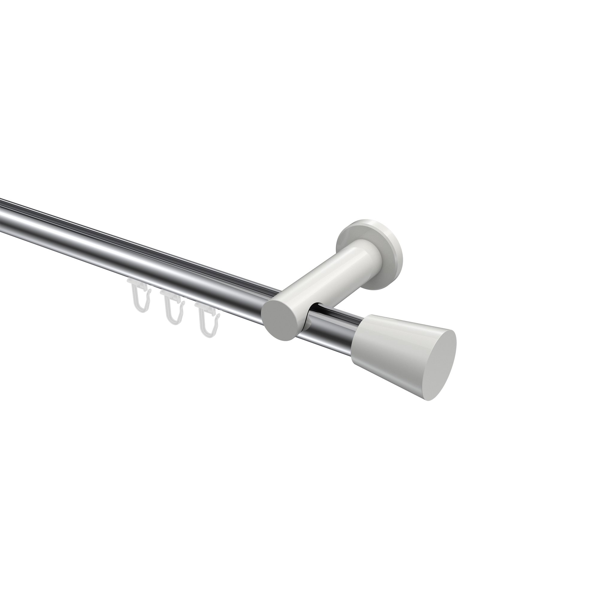 Innenlauf-Gardinenstangen Chrom / Weiß, Aluminium / Metall 20 mm Ø Platon Sitra Innenlauf-Gardinenstangen Chrom / Weiß, Aluminium / Metall 20 mm Ø Platon Sitra