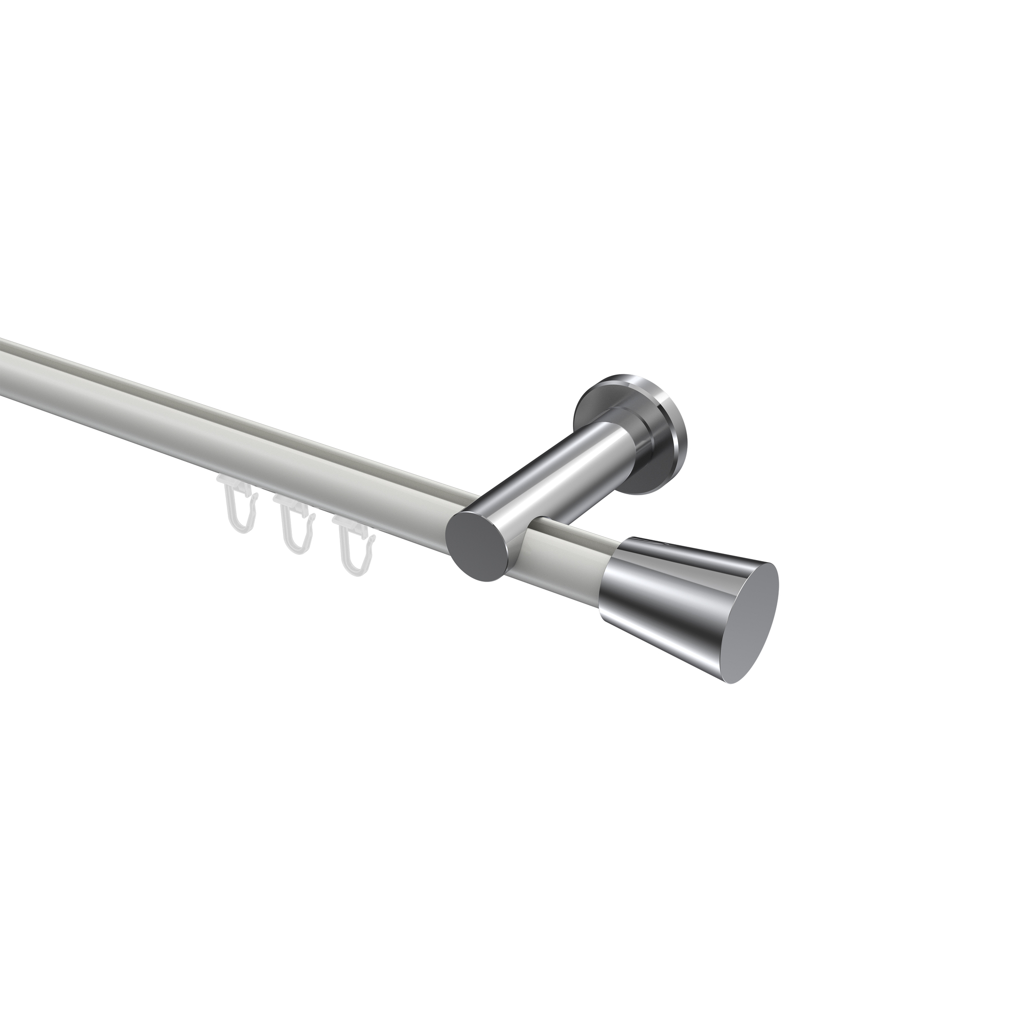 Innenlauf-Vorhangstange Weiß / Chrom, Aluminium / Metall 20 mm Ø Platon Sitra Innenlauf-Vorhangstange Weiß / Chrom, Aluminium / Metall 20 mm Ø Platon Sitra