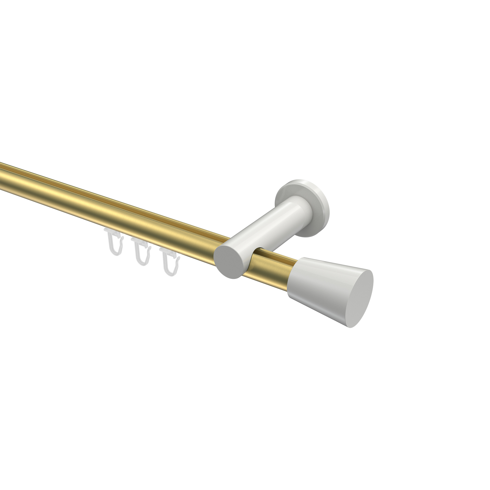 Innenlauf-Vorhangstange Messing-Optik / Weiß, Aluminium / Metall 20 mm Ø Platon Sitra Innenlauf-Vorhangstange Messing-Optik / Weiß, Aluminium / Metall 20 mm Ø Platon Sitra