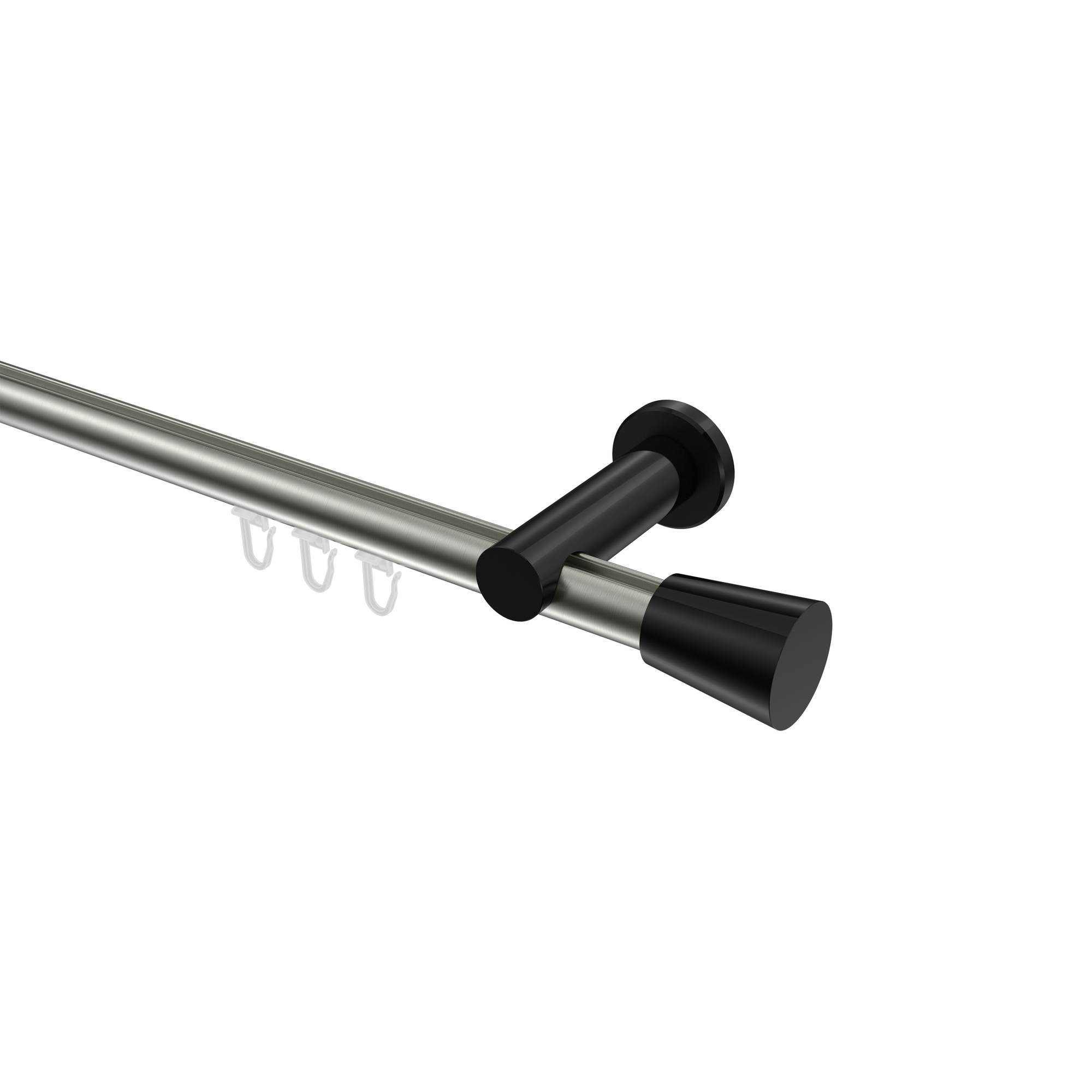 Innenlauf-Gardinenstangen Edelstahl-Optik / Schwarz, Aluminium / Metall 20 mm Ø Platon Sitra Innenlauf-Gardinenstangen Edelstahl-Optik / Schwarz, Aluminium / Metall 20 mm Ø Platon Sitra