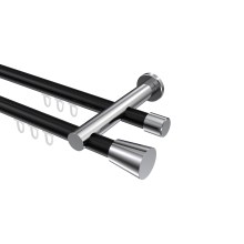 Innenlauf-Gardinenstangen Schwarz / Chrom, Metall 20 mm Ø Platon Sitra, doppelläufig Innenlauf-Gardinenstangen Schwarz / Chrom, Metall 20 mm Ø Platon Sitra, doppelläufig