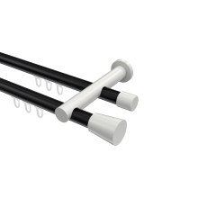 Innenlauf-Gardinenstange Schwarz / Weiß, Metall 20 mm Ø Platon Sitra, zweiläufig Innenlauf-Gardinenstange Schwarz / Weiß, Metall 20 mm Ø Platon Sitra, zweiläufig