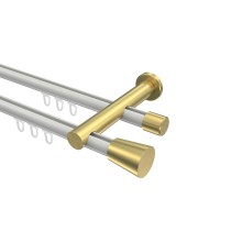 Innenlauf-Vorhangstange Weiß / Messing-Optik, doppelläufig Aluminium / Metall 20 mm Ø Platon Sitra Innenlauf-Vorhangstange Weiß / Messing-Optik, doppelläufig Aluminium / Metall 20 mm Ø Platon Sitra