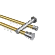 Innenlauf-Gardinenstange Messing-Optik / Chrom, 2-läufig Aluminium / Metall 20 mm Ø Platon Sitra Innenlauf-Gardinenstange Messing-Optik / Chrom, 2-läufig Aluminium / Metall 20 mm Ø Platon Sitra