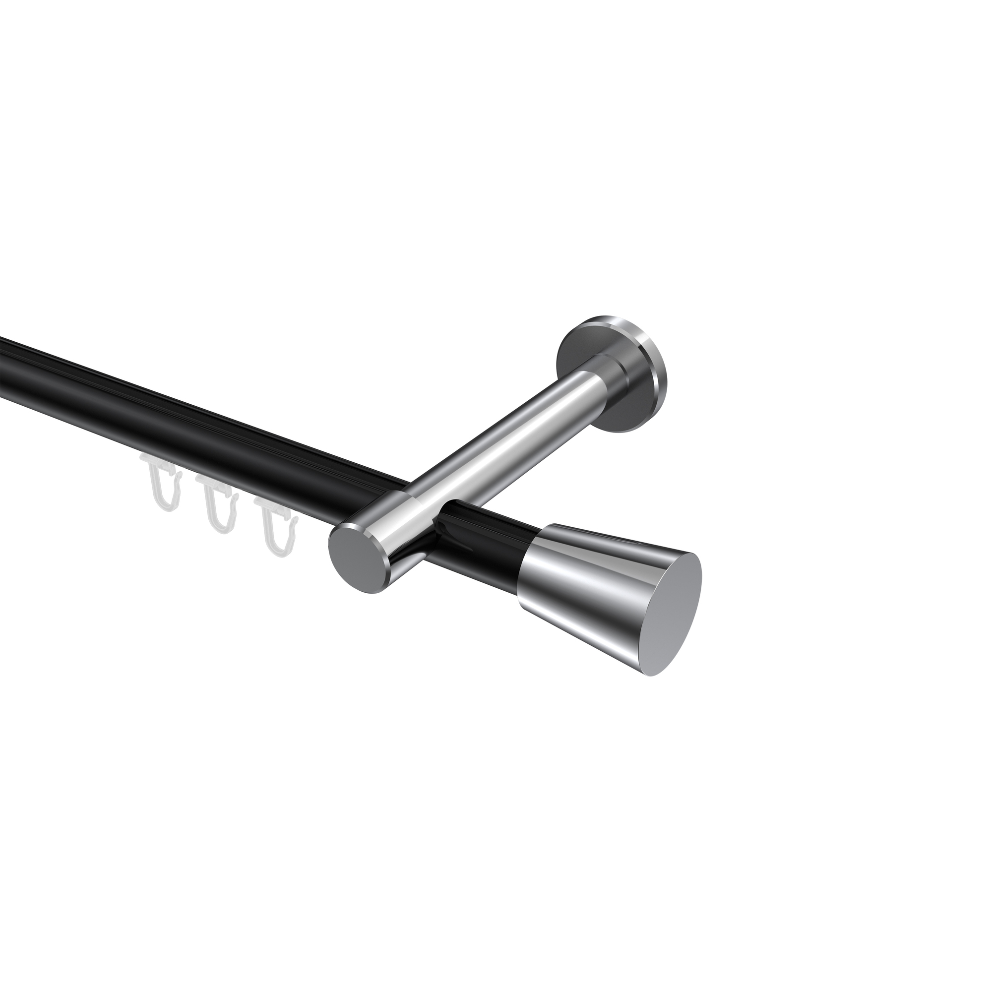 Innenlauf-Gardinenstangen Schwarz / Chrom, Aluminium / Metall 20 mm Ø Prestige Sitra Innenlauf-Gardinenstangen Schwarz / Chrom, Aluminium / Metall 20 mm Ø Prestige Sitra