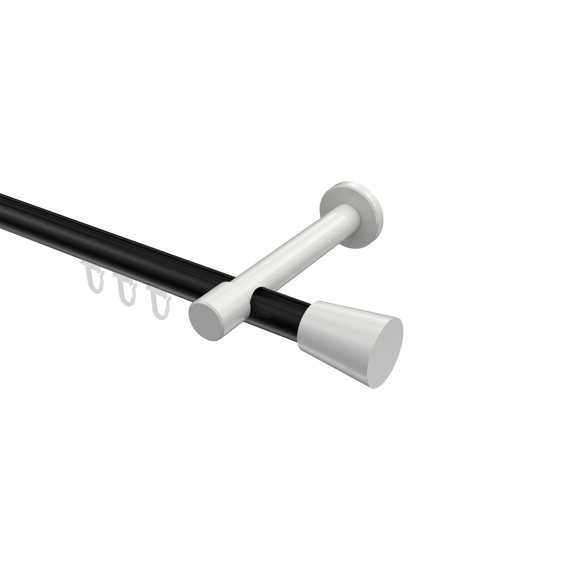 Innenlauf-Gardinenstange Schwarz / Weiß, Aluminium / Metall 20 mm Ø Prestige Sitra Innenlauf-Gardinenstange Schwarz / Weiß, Aluminium / Metall 20 mm Ø Prestige Sitra