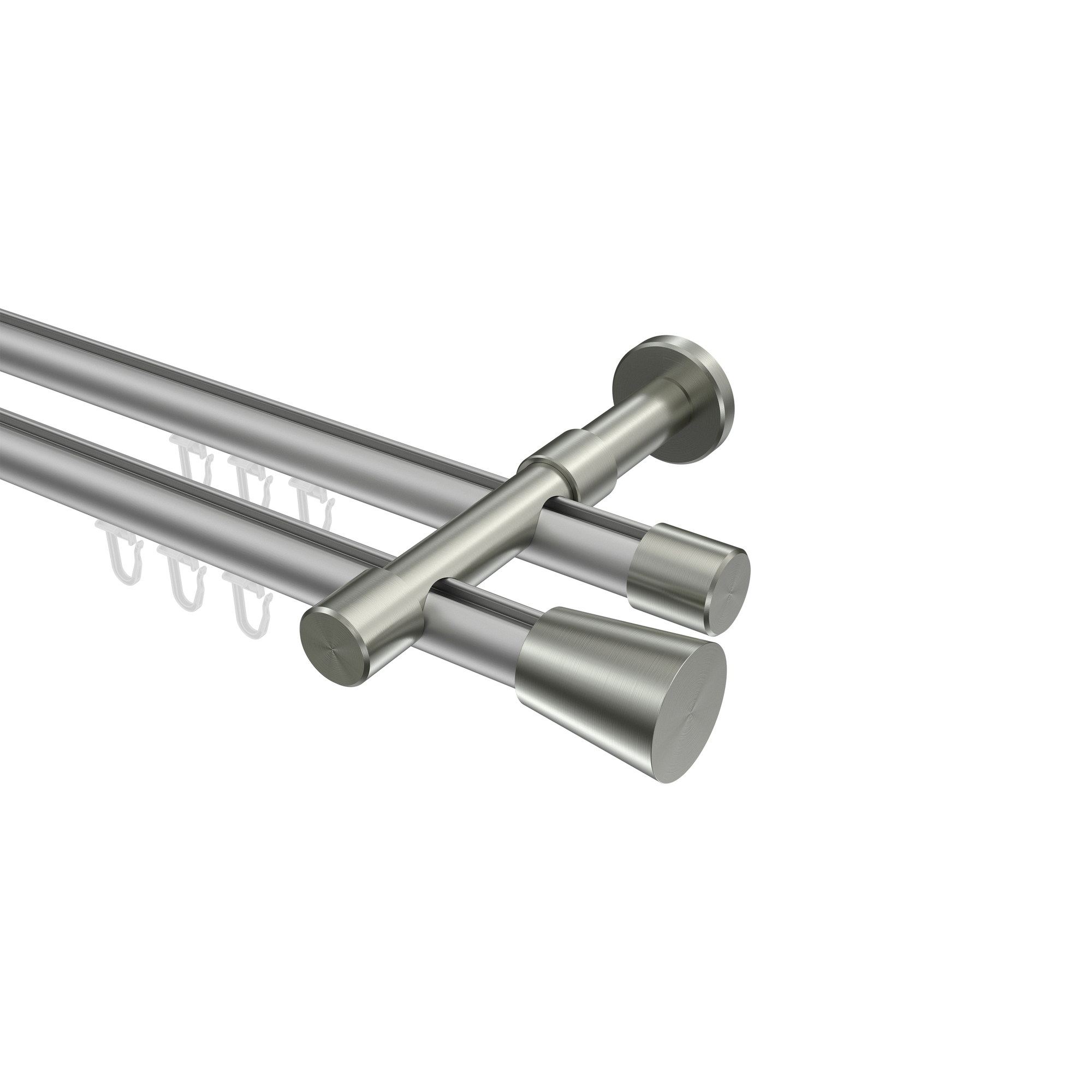 Innenlauf-Vorhangstange Silbergrau / Edelstahl-Optik, 2-läufig Aluminium / Metall 20 mm Ø Prestige Sitra Innenlauf-Vorhangstange Silbergrau / Edelstahl-Optik, 2-läufig Aluminium / Metall 20 mm Ø Prestige Sitra