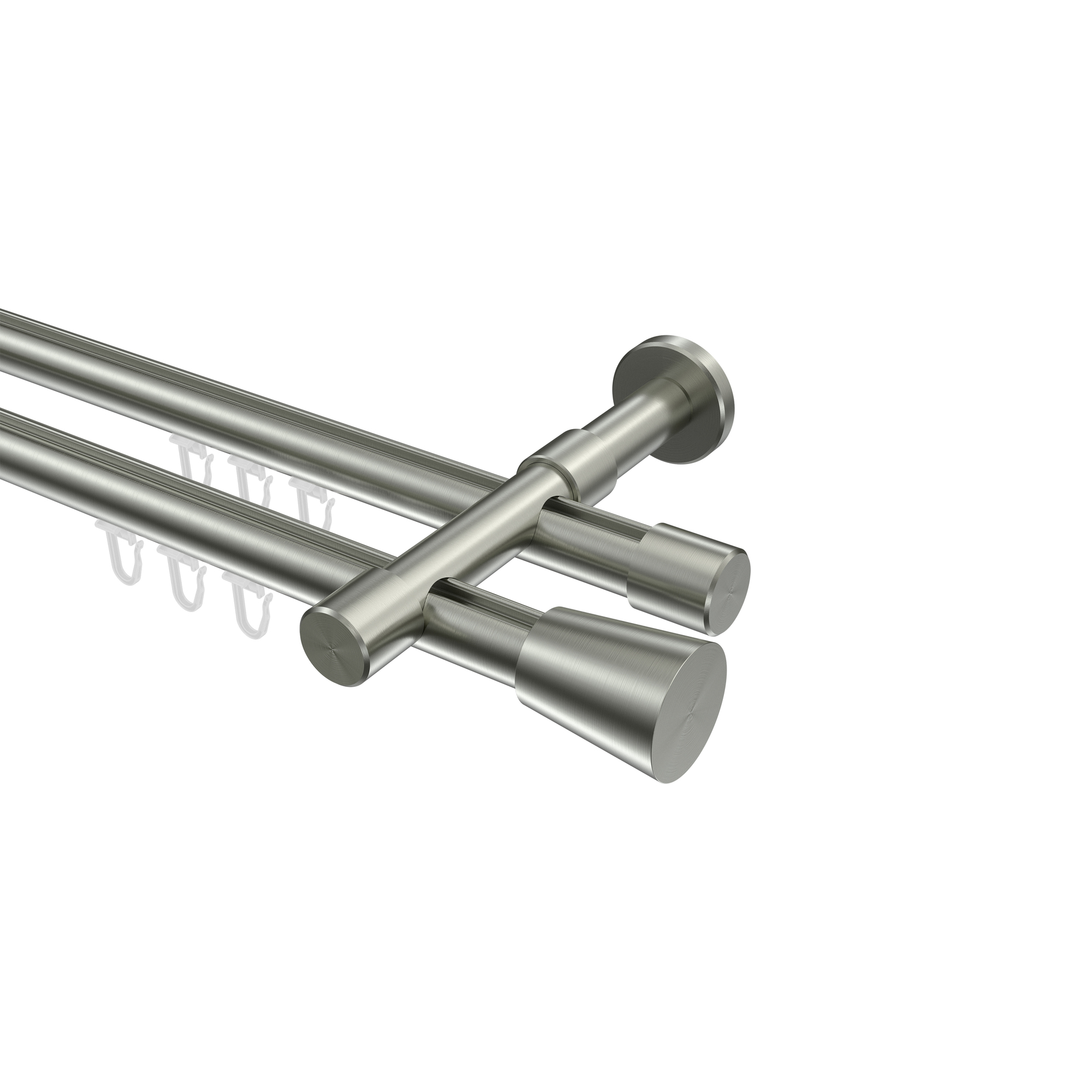 Gardinenstange mit Innenlauf Edelstahl-Optik 20 mm Ø Prestige Sitra, 2-läufig Gardinenstange mit Innenlauf Edelstahl-Optik 20 mm Ø Prestige Sitra, 2-läufig