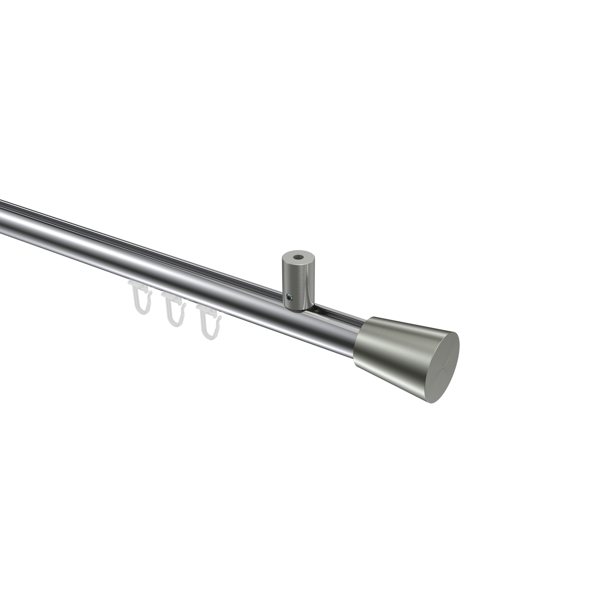 Vorhangstange mit Innenlauf (Deckenanbringung) Chrom / Edelstahl-Optik, Aluminium / Metall 20 mm Ø Sonius Sitra Vorhangstange mit Innenlauf (Deckenanbringung) Chrom / Edelstahl-Optik, Aluminium / Metall 20 mm Ø Sonius Sitra