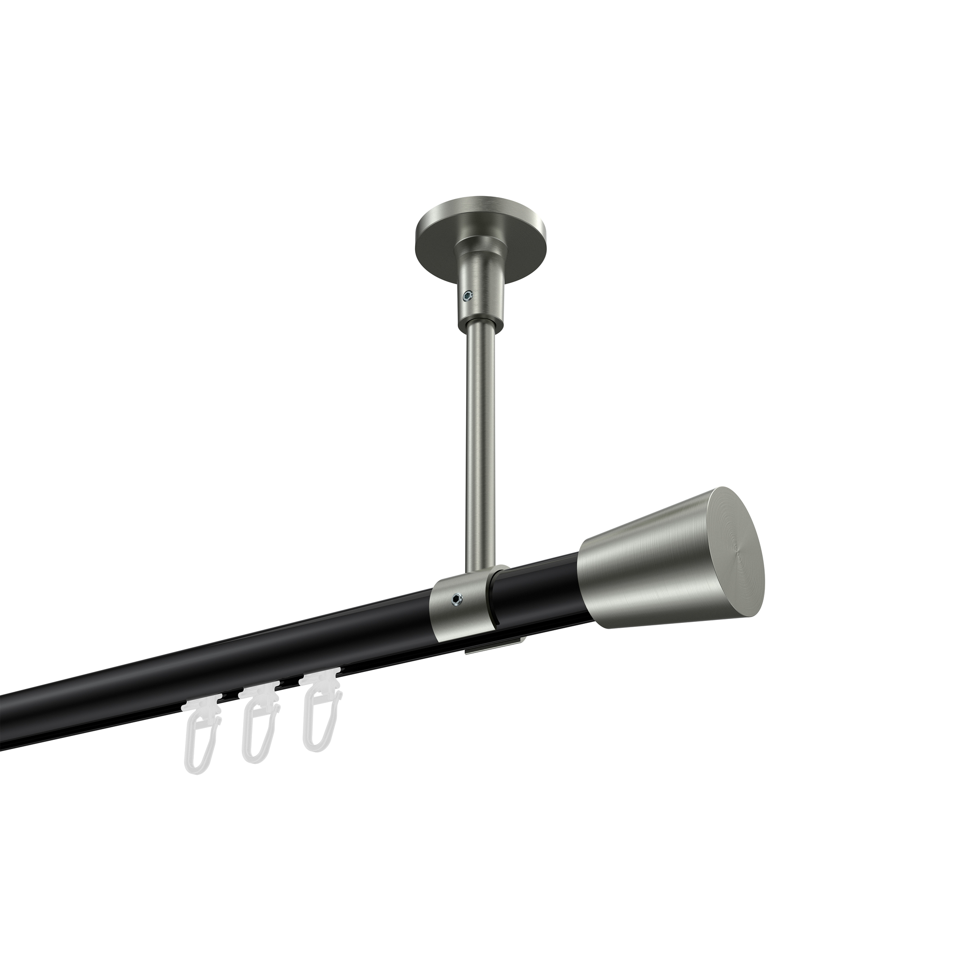 Innenlaufstange (Deckenanbringung) Schwarz / Edelstahl-Optik, Aluminium / Metall 20 mm Ø Sonette Sitra Innenlaufstange (Deckenanbringung) Schwarz / Edelstahl-Optik, Aluminium / Metall 20 mm Ø Sonette Sitra