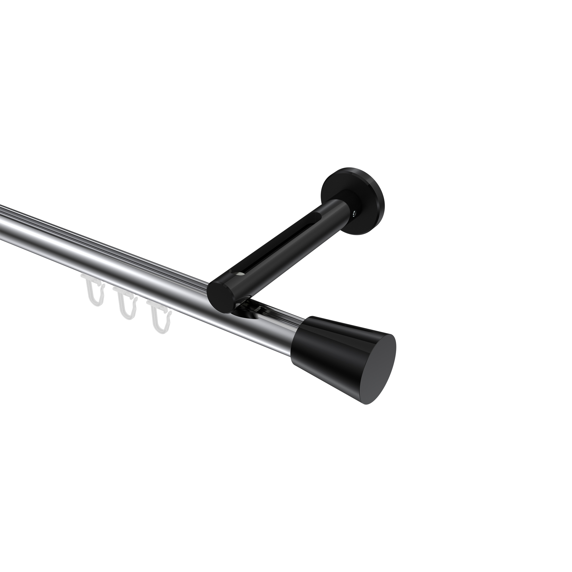 Innenlauf-Vorhangstange Chrom / Schwarz, Aluminium / Metall 20 mm Ø Siteno Sitra Innenlauf-Vorhangstange Chrom / Schwarz, Aluminium / Metall 20 mm Ø Siteno Sitra