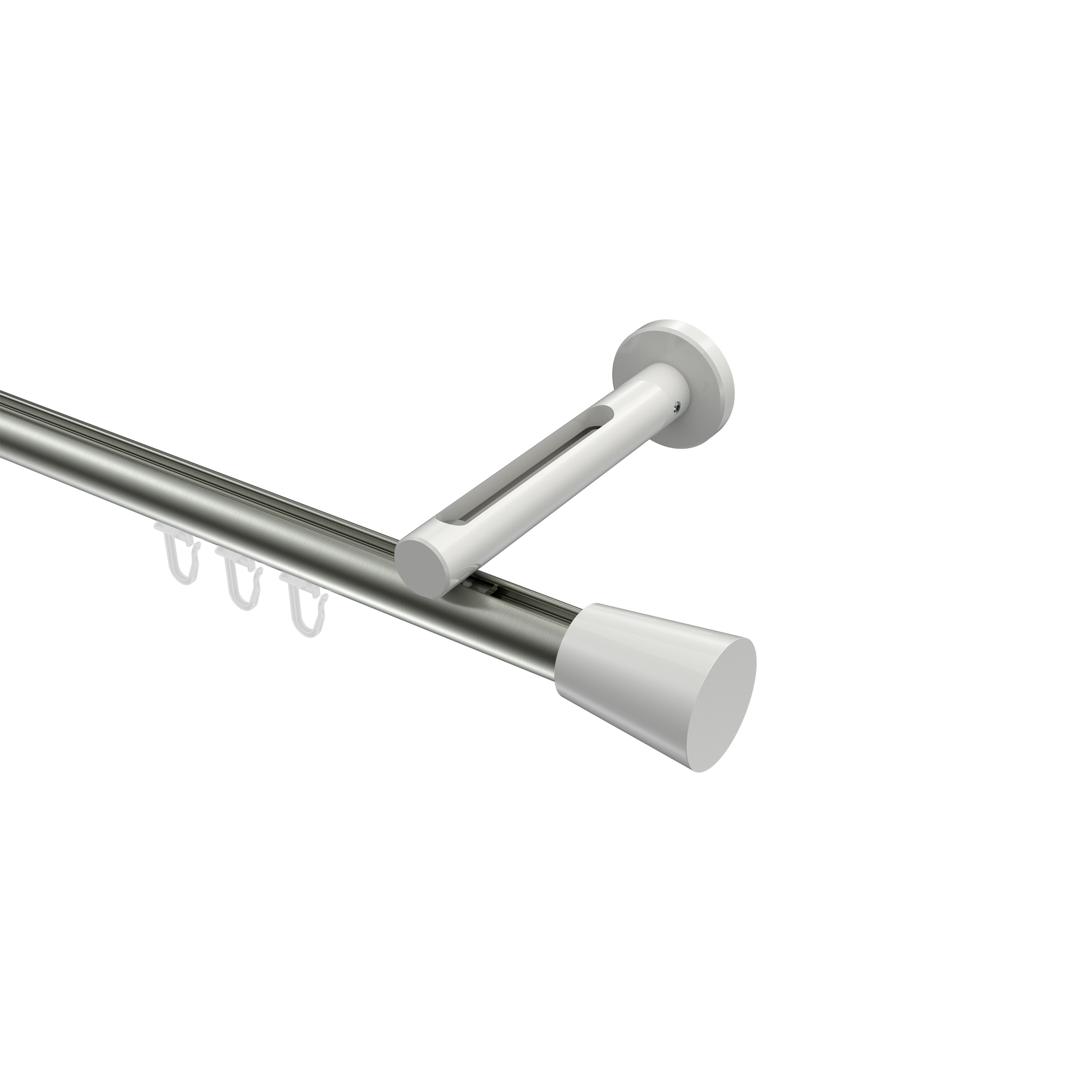 Innenlauf-Gardinenstange Edelstahl-Optik / Weiß, Aluminium / Metall 20 mm Ø Siteno Sitra Innenlauf-Gardinenstange Edelstahl-Optik / Weiß, Aluminium / Metall 20 mm Ø Siteno Sitra