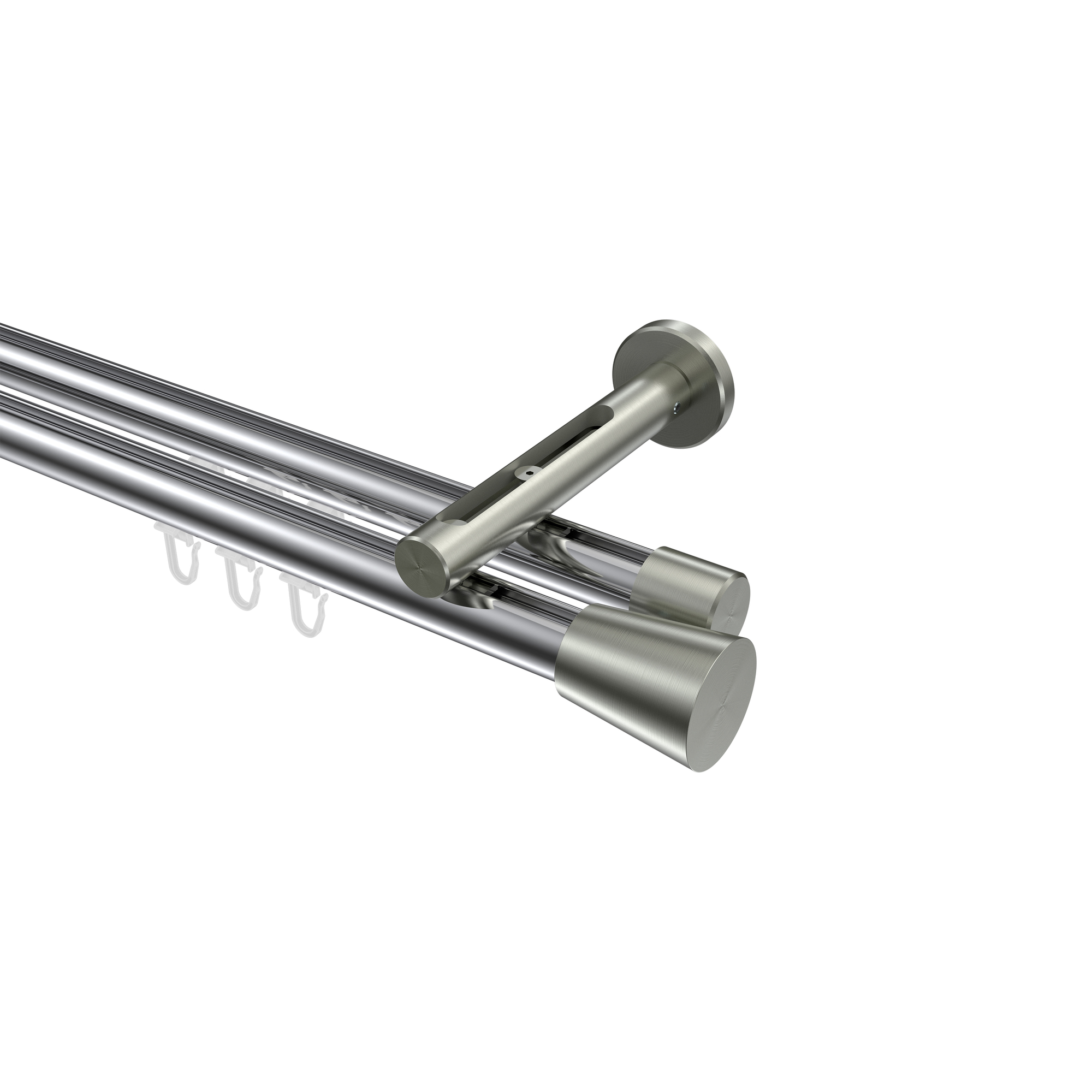 Innenlaufstange Chrom / Edelstahl-Optik, Aluminium / Metall 20 mm Ø Siteno Sitra, zweiläufig Innenlaufstange Chrom / Edelstahl-Optik, Aluminium / Metall 20 mm Ø Siteno Sitra, zweiläufig