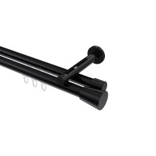 Gardinenstange mit Innenlauf Schwarz, Aluminium / Metall 20 mm Ø Siteno Sitra, doppelläufig Gardinenstange mit Innenlauf Schwarz, Aluminium / Metall 20 mm Ø Siteno Sitra, doppelläufig