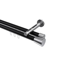 Innenlauf-Vorhangstange Schwarz / Chrom, Aluminium / Metall 20 mm Ø Siteno Sitra, 2-läufig Innenlauf-Vorhangstange Schwarz / Chrom, Aluminium / Metall 20 mm Ø Siteno Sitra, 2-läufig