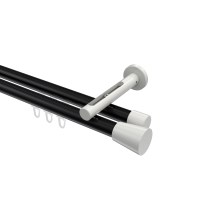 Vorhangstange mit Innenlauf Schwarz / Weiß, Aluminium / Metall 20 mm Ø Siteno Sitra, zweiläufig Vorhangstange mit Innenlauf Schwarz / Weiß, Aluminium / Metall 20 mm Ø Siteno Sitra, zweiläufig