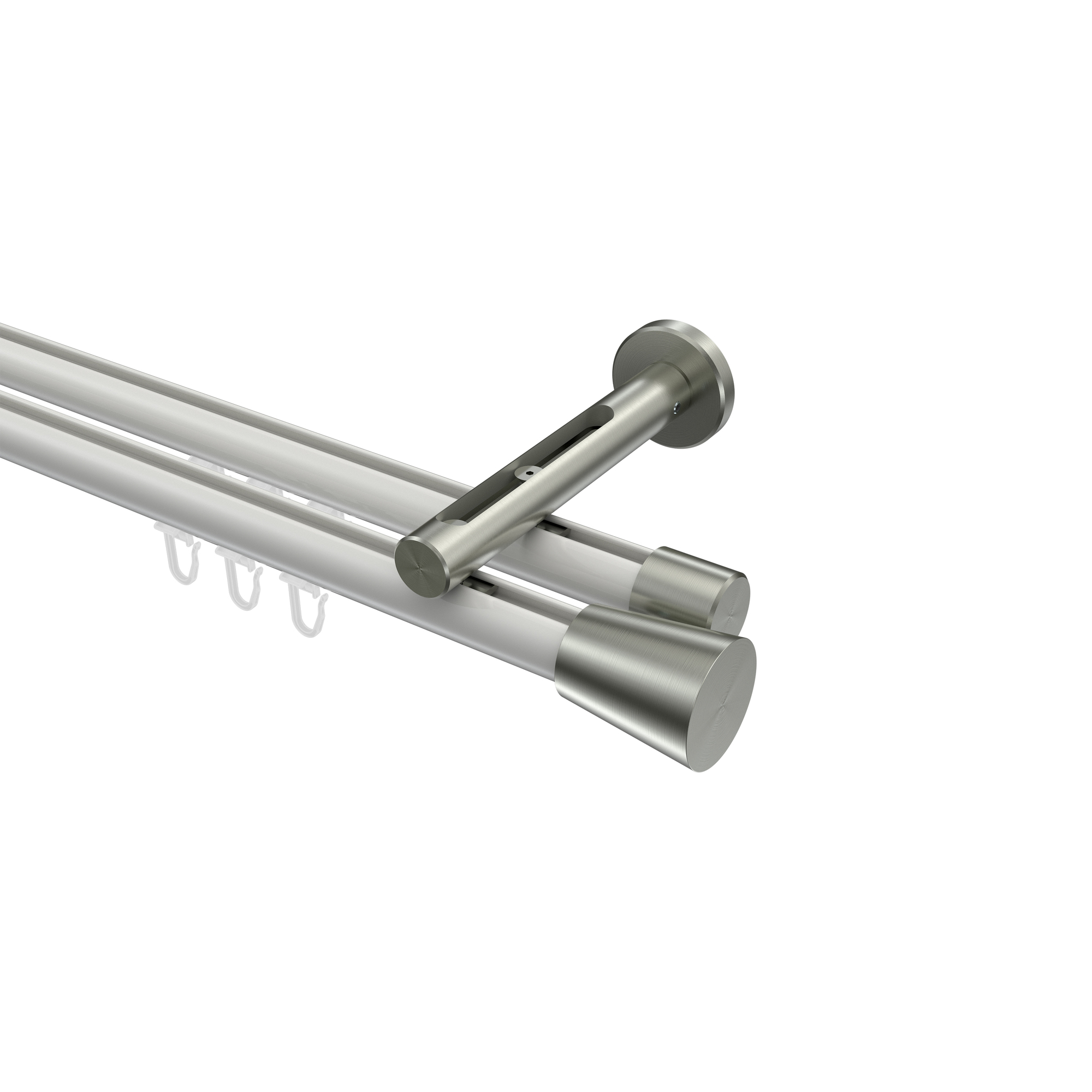 Innenlaufstange Weiß / Edelstahl-Optik, Aluminium / Metall 20 mm Ø Siteno Sitra, doppelläufig Innenlaufstange Weiß / Edelstahl-Optik, Aluminium / Metall 20 mm Ø Siteno Sitra, doppelläufig