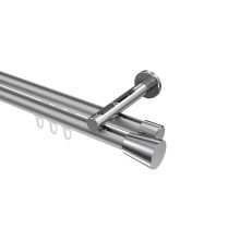 Gardinenstange mit Innenlauf Silbergrau / Chrom, Aluminium / Metall 20 mm Ø Siteno Sitra, 2-läufig Gardinenstange mit Innenlauf Silbergrau / Chrom, Aluminium / Metall 20 mm Ø Siteno Sitra, 2-läufig