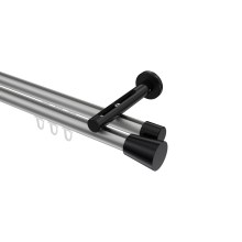 Innenlauf-Vorhangstange Silbergrau / Schwarz, Aluminium / Metall 20 mm Ø Siteno Sitra, zweiläufig Innenlauf-Vorhangstange Silbergrau / Schwarz, Aluminium / Metall 20 mm Ø Siteno Sitra, zweiläufig