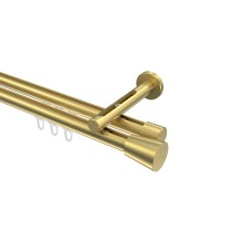 Gardinenstange mit Innenlauf Messing-Optik, Aluminium / Metall 20 mm Ø Siteno Sitra, doppelläufig Gardinenstange mit Innenlauf Messing-Optik, Aluminium / Metall 20 mm Ø Siteno Sitra, doppelläufig