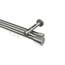 Gardinenstange mit Innenlauf Edelstahl-Optik, Aluminium / Metall 20 mm Ø Siteno Sitra, zweiläufig Gardinenstange mit Innenlauf Edelstahl-Optik, Aluminium / Metall 20 mm Ø Siteno Sitra, zweiläufig