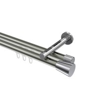 Innenlauf-Vorhangstange Edelstahl-Optik / Chrom, Aluminium / Metall 20 mm Ø Siteno Sitra, doppelläufig Innenlauf-Vorhangstange Edelstahl-Optik / Chrom, Aluminium / Metall 20 mm Ø Siteno Sitra, doppelläufig