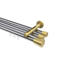 Innenlauf-Gardinenstange Chrom / Messing-Optik, Aluminium / Metall 20 mm Ø Siteno Sitra, dreiläufig Innenlauf-Gardinenstange Chrom / Messing-Optik, Aluminium / Metall 20 mm Ø Siteno Sitra, dreiläufig