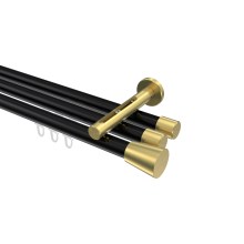 Innenlauf-Gardinenstange Schwarz / Messing-Optik, Aluminium / Metall 20 mm Ø Siteno Sitra, 3-läufig Innenlauf-Gardinenstange Schwarz / Messing-Optik, Aluminium / Metall 20 mm Ø Siteno Sitra, 3-läufig