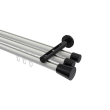 Vorhangstange mit Innenlauf Weiß / Schwarz, Aluminium / Metall 20 mm Ø Siteno Sitra, 3-läufig Vorhangstange mit Innenlauf Weiß / Schwarz, Aluminium / Metall 20 mm Ø Siteno Sitra, 3-läufig