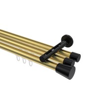 Vorhangstange mit Innenlauf Messing-Optik / Schwarz, Aluminium / Metall 20 mm Ø Siteno Sitra, 3-läufig Vorhangstange mit Innenlauf Messing-Optik / Schwarz, Aluminium / Metall 20 mm Ø Siteno Sitra, 3-läufig