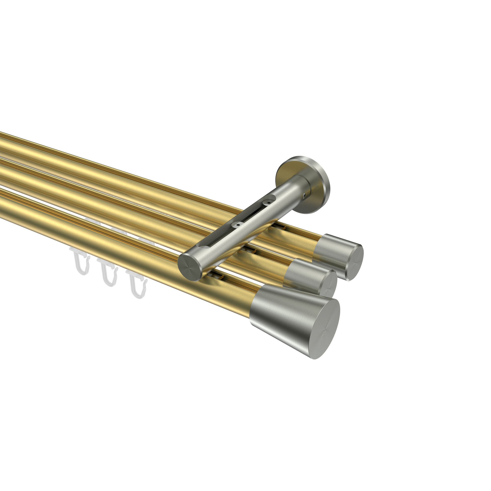 Innenlaufstange Messing-Optik / Edelstahl-Optik, Aluminium / Metall 20 mm Ø Siteno Sitra, 3-läufig Innenlaufstange Messing-Optik / Edelstahl-Optik, Aluminium / Metall 20 mm Ø Siteno Sitra, 3-läufig