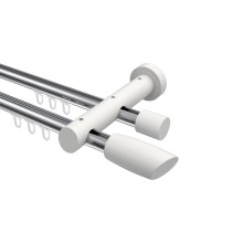 Innenlauf-Gardinenstange Chrom / Weiß 20 mm Ø doppelläufig Talent Etta Aluminium / Holz Innenlauf-Gardinenstange Chrom / Weiß 20 mm Ø doppelläufig Talent Etta Aluminium / Holz