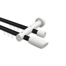 Innenlauf-Vorhangstangen Schwarz / Weiß 20 mm Ø 2-läufig Talent Etta Aluminium / Holz Innenlauf-Vorhangstangen Schwarz / Weiß 20 mm Ø 2-läufig Talent Etta Aluminium / Holz