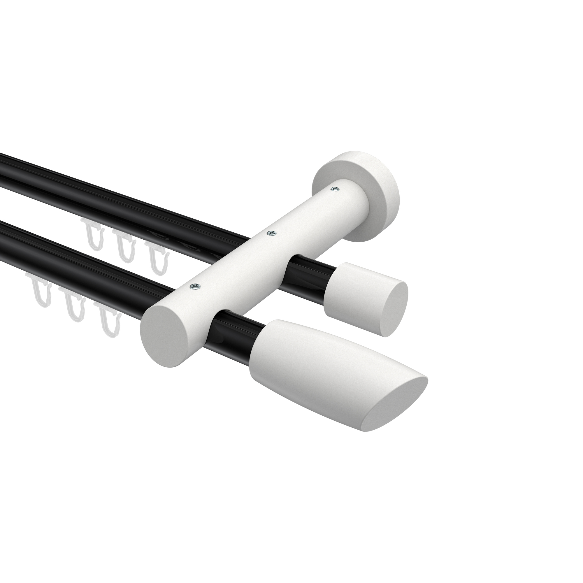 Innenlauf-Vorhangstangen Schwarz / Weiß 20 mm Ø 2-läufig Talent Etta Aluminium / Holz Innenlauf-Vorhangstangen Schwarz / Weiß 20 mm Ø 2-läufig Talent Etta Aluminium / Holz