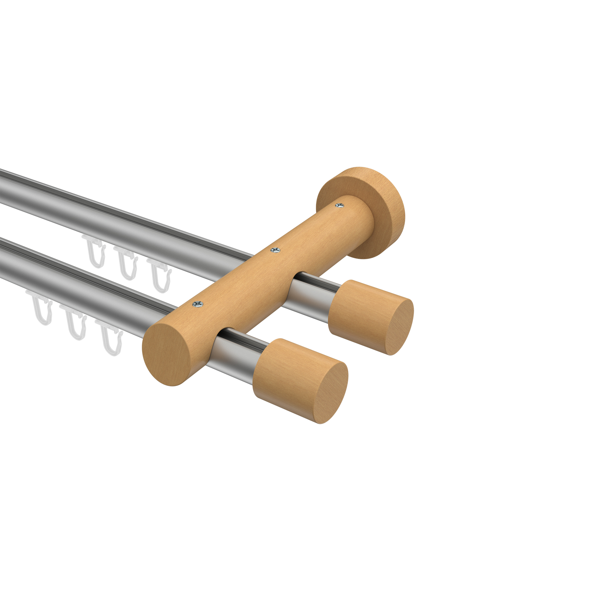 Innenlaufstangen Silbergrau / Buche 20 mm Ø 2-läufig Talent Feta Aluminium / Holz Innenlaufstangen Silbergrau / Buche 20 mm Ø 2-läufig Talent Feta Aluminium / Holz