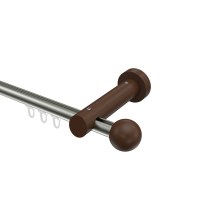 Innenlauf-Gardinenstange Edelstahl-Optik / Nussbaum 20 mm Ø Talent Luina Aluminium / Holz Innenlauf-Gardinenstange Edelstahl-Optik / Nussbaum 20 mm Ø Talent Luina Aluminium / Holz