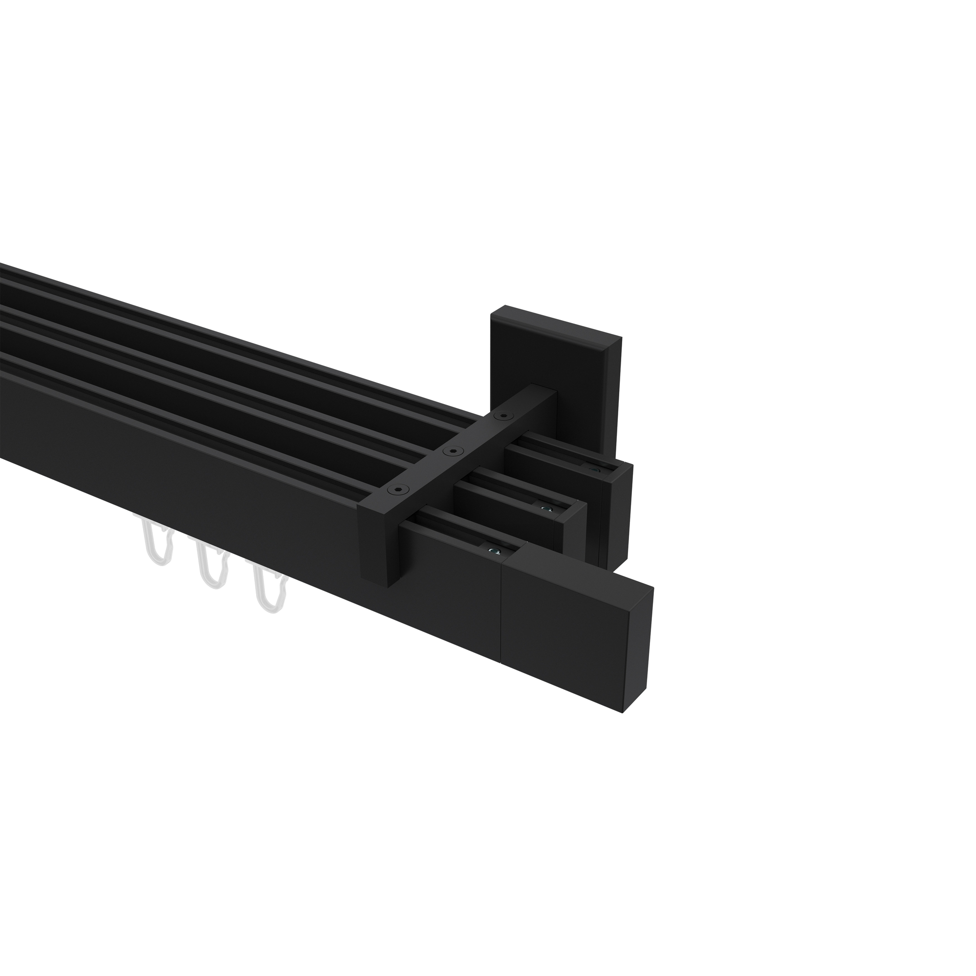 Innenlaufstange / Gardinenstange Schwarz 3-läufig kantiges Design Smartline Lox Innenlaufstange / Gardinenstange Schwarz 3-läufig kantiges Design Smartline Lox