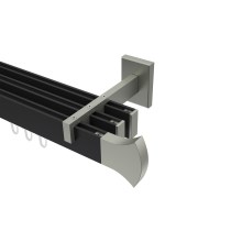 Innenlaufstangen / Vorhangstangen Schwarz / Edelstahl-Optik dreiläufig kantig Smartline Conex Innenlaufstangen / Vorhangstangen Schwarz / Edelstahl-Optik dreiläufig kantig Smartline Conex