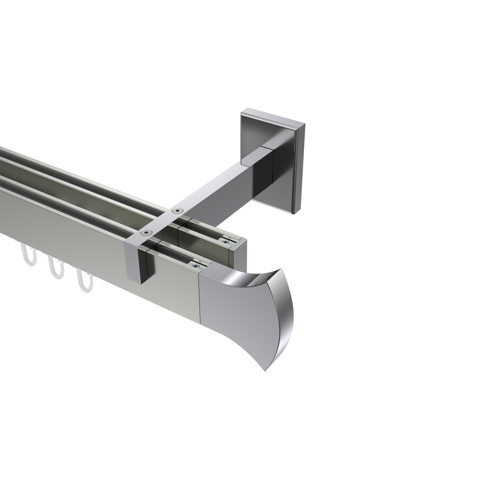 Innenlauf-Gardinenstange Edelstahl-Optik / Chrom zweiläufig Eckdesign Smartline Conex Innenlauf-Gardinenstange Edelstahl-Optik / Chrom zweiläufig Eckdesign Smartline Conex