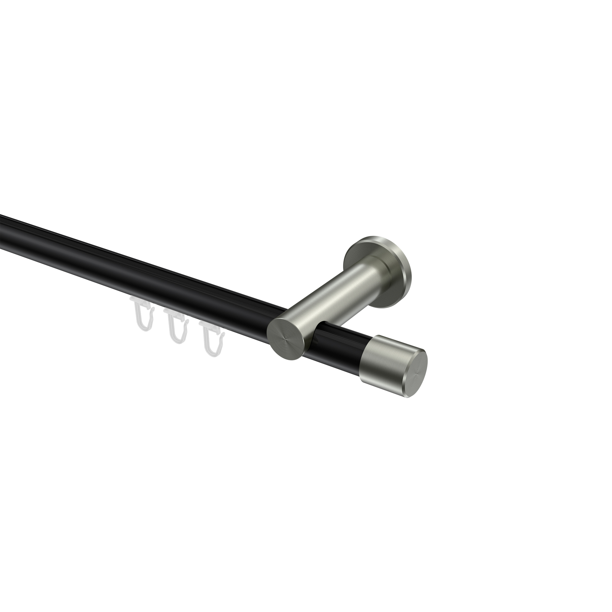 Innenlauf-Gardinenstangen Schwarz / Edelstahl-Optik, Aluminium / Metall 20 mm Ø Platon Santo Innenlauf-Gardinenstangen Schwarz / Edelstahl-Optik, Aluminium / Metall 20 mm Ø Platon Santo